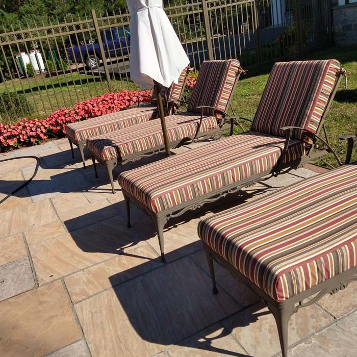 Custom Striped Chaise Cushions Made With Sunbrella Fabric