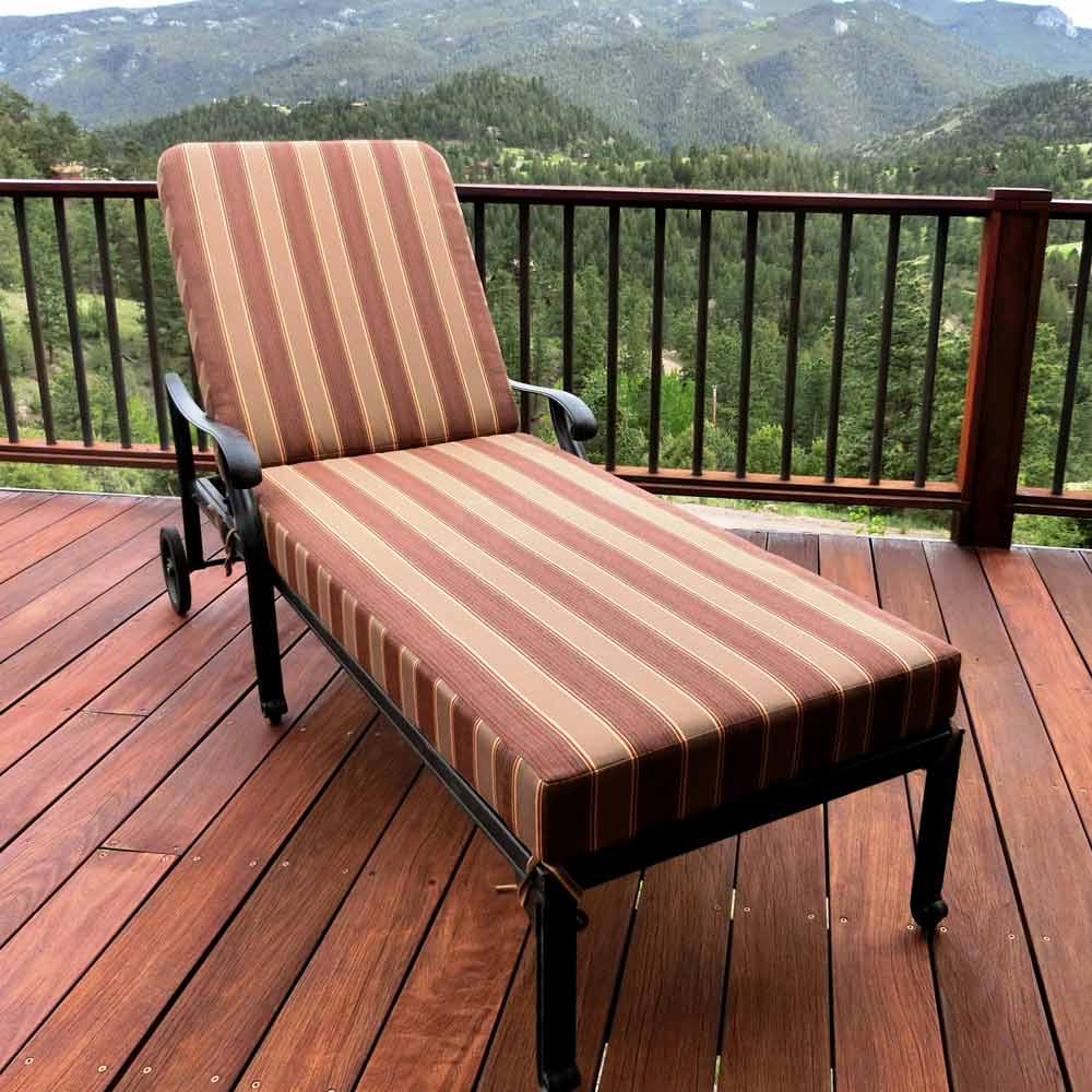 Striped Custom Outdoor Chaise Cushions Made With Sunbrella Fabric