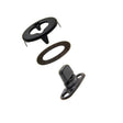 Common Sense Turn Button Fastener Set - Cloth - to - Surface (Government Black Brass) 0.68 inch Turn Button - (Screws not included) - Outdoor Fabric Central