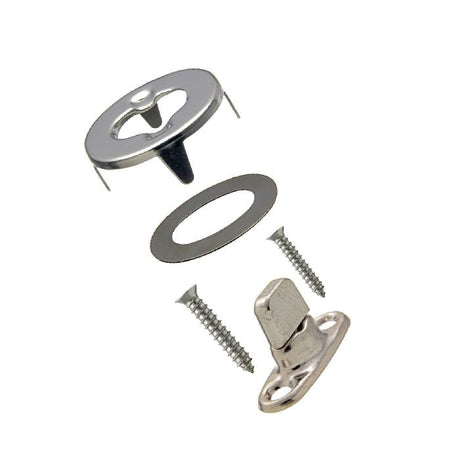 Common Sense Turn Button Fastener Set - Cloth - to - Surface (Nickel - Plated Brass) - (Screws are included) - Outdoor Fabric Central