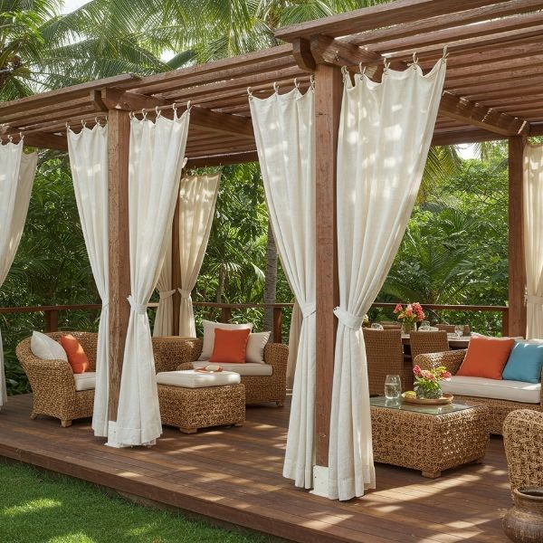 Sunbrella outdoor curtains for pergolas and patios
