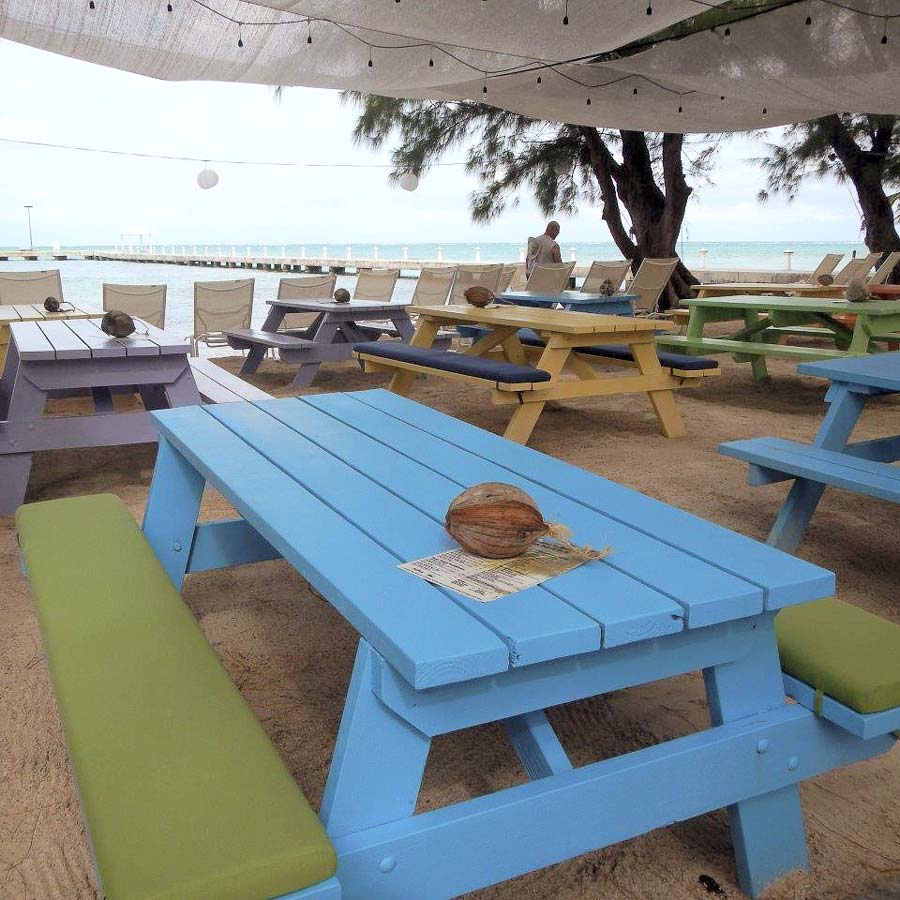 Outdoor bench with custom bench seat cushion