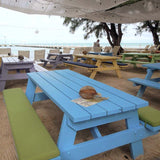 Outdoor bench with custom bench seat cushion