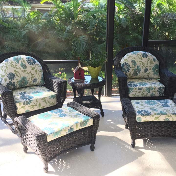 Custom cushions for outdoor ottoman