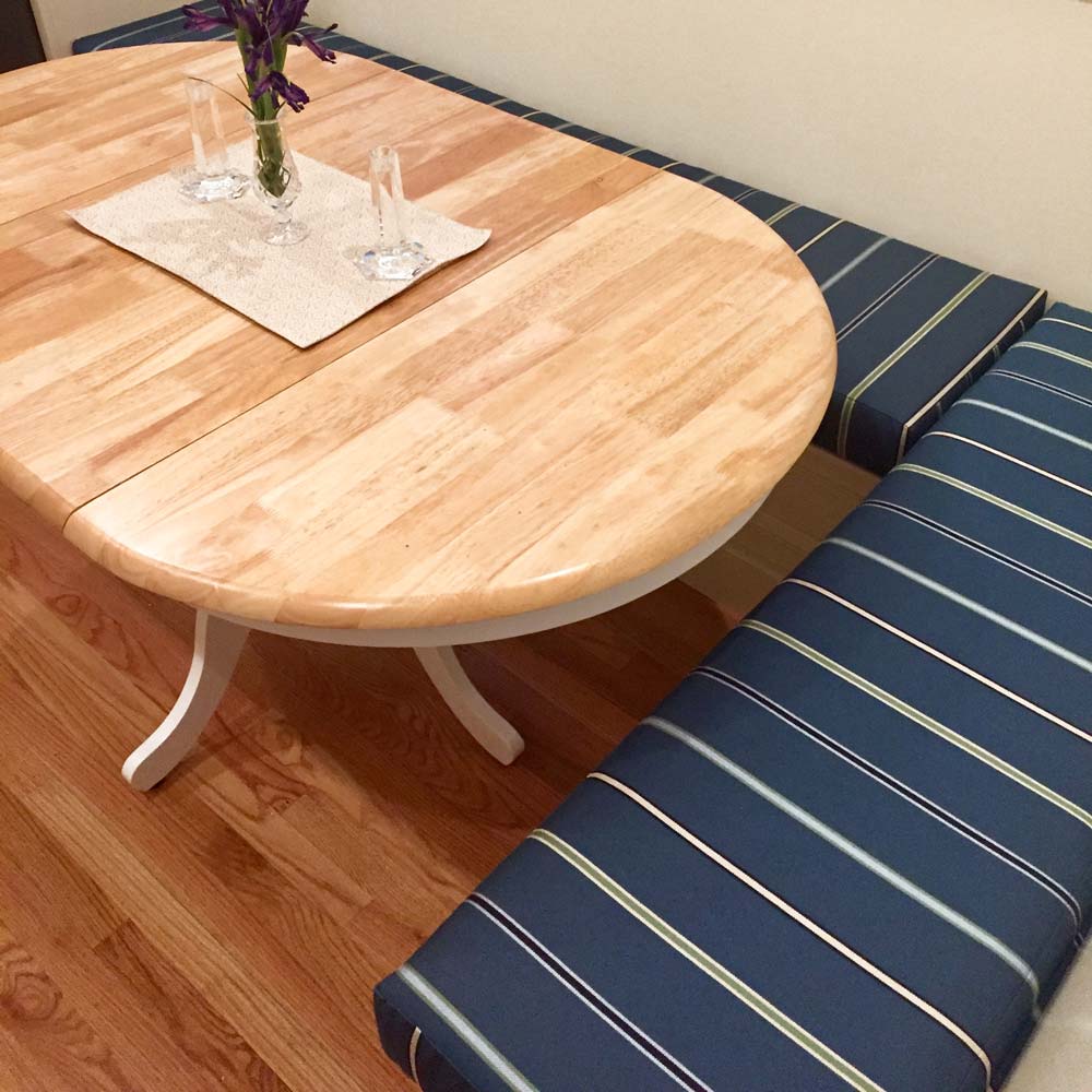 Blue Bench Cushions For Kitchen Nook Made With Sunbrella Fabric