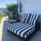 Black and White Striped Outdoor Chaise Cushion Made With Sunbrella Fabric
