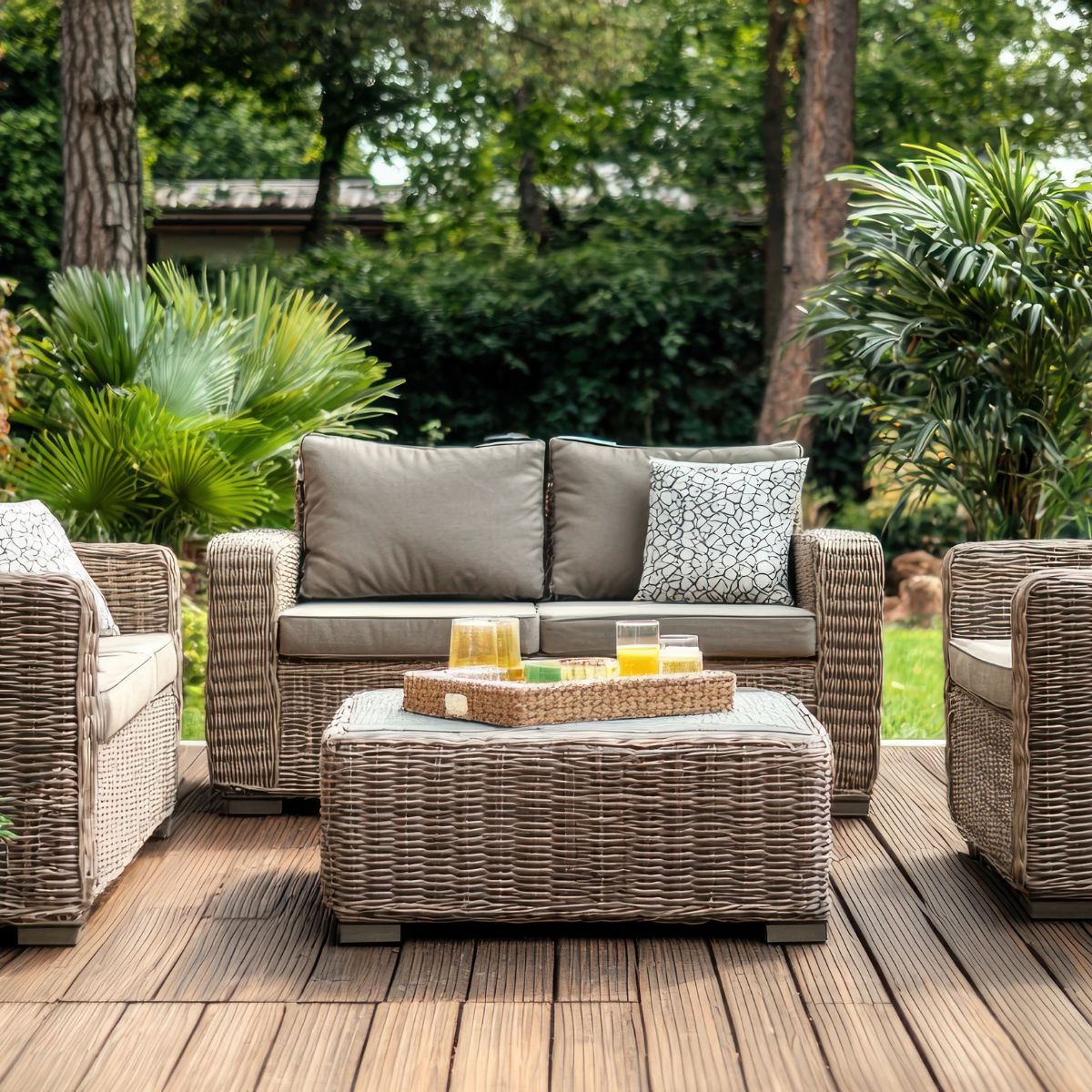 Grey Outdoor Loveseat Cushions