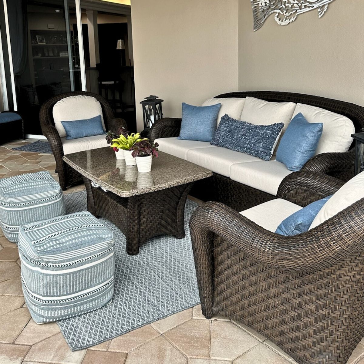 Outdoor Sofa With Custom Sunbrella Cushions Made With Sunbrella Fabric