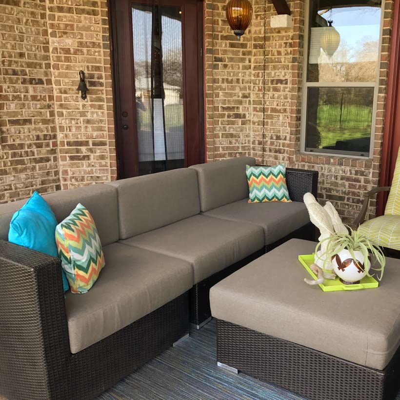 Custom Outdoor Sofa Cushions with Ottoman made with Sunbrella Fabric