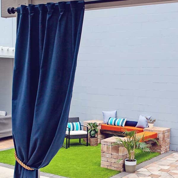 Custom Size Indoor/Outdoor Sunbrella Drapery Curtains with Back Tabs - Outdoor Fabric Central