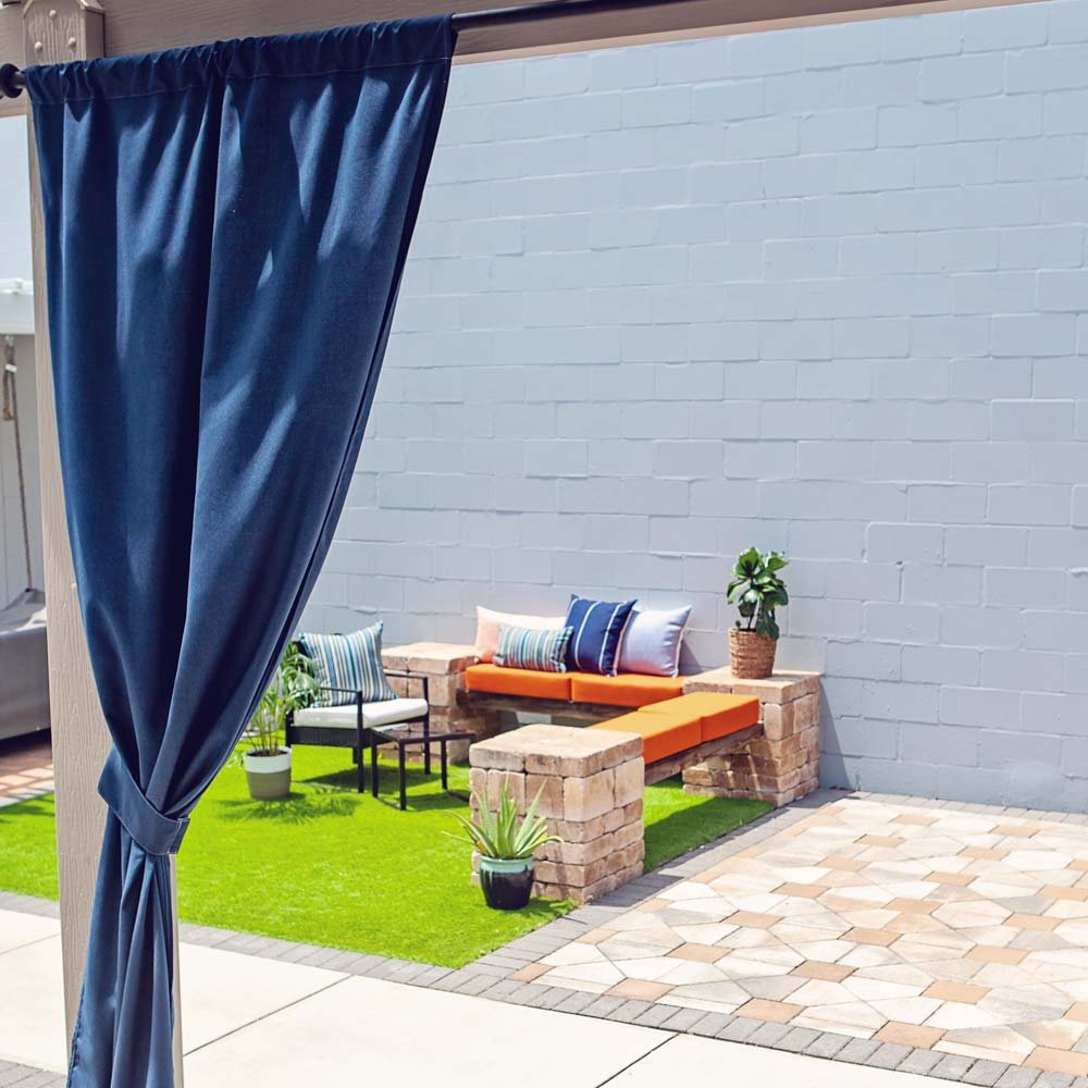 Custom Size Indoor/Outdoor Sunbrella Drapery Curtains with Rod Pocket - Outdoor Fabric Central