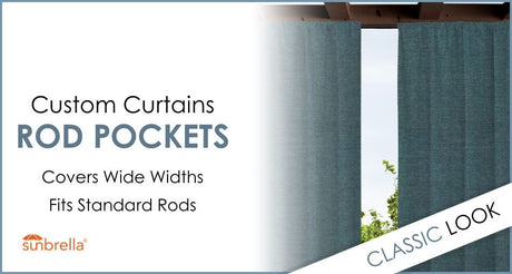 Custom Size Indoor/Outdoor Sunbrella Drapery Curtains with Rod Pocket - Outdoor Fabric Central