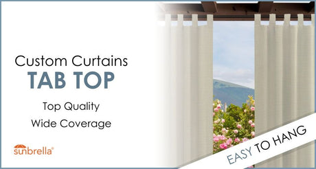Custom Size Indoor/Outdoor Sunbrella Drapery Curtains with Tab Tops - Outdoor Fabric Central