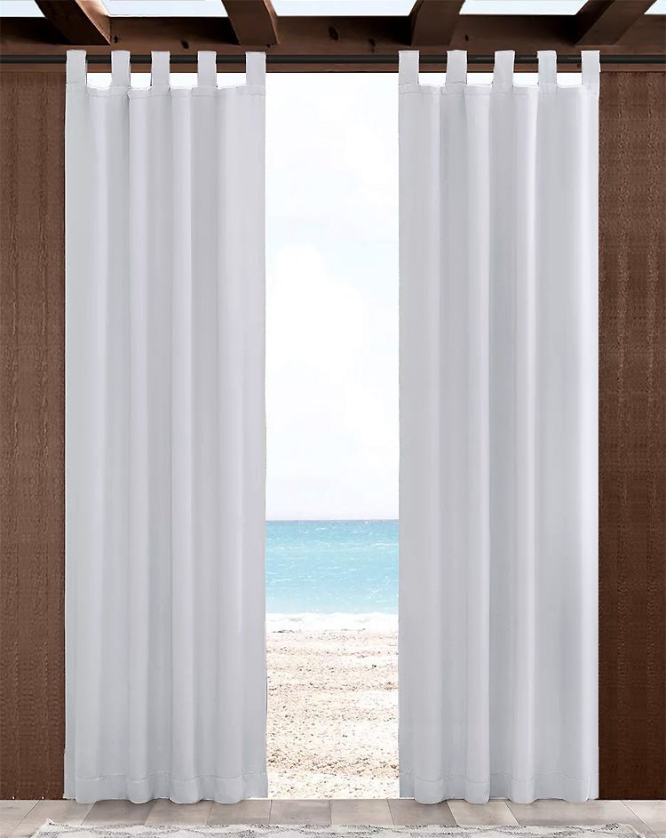 Custom Size Indoor/Outdoor Sunbrella Drapery Curtains with Tab Tops - Outdoor Fabric Central