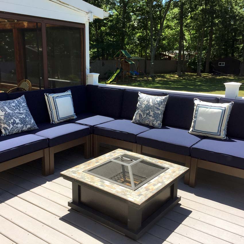 Navy Blue Outdoor Sofa Cushions made with Sunbrella Fabric