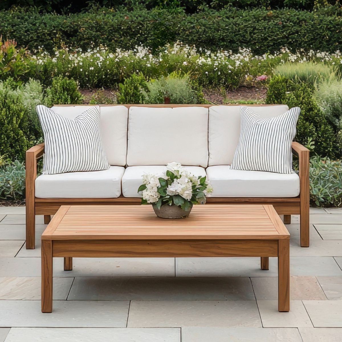 Custom white outdoor sofa cushions