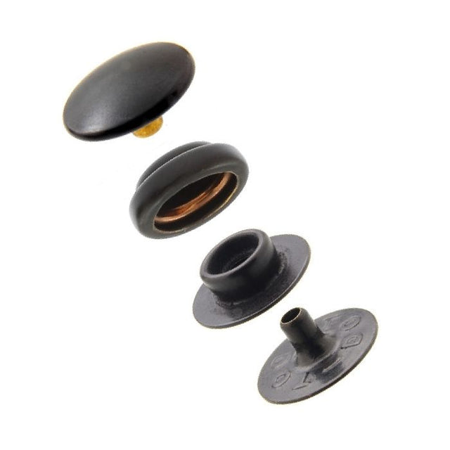 DOT Baby Durable Snap Fastener Set - Cloth - to - Cloth (Matte Black) 0.179 inch Post - Outdoor Fabric Central