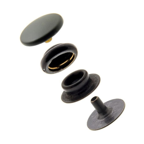 DOT Baby Durable Snap Fastener Set - Cloth - to - Cloth (Matte Black) 0.229 inch Post - Outdoor Fabric Central