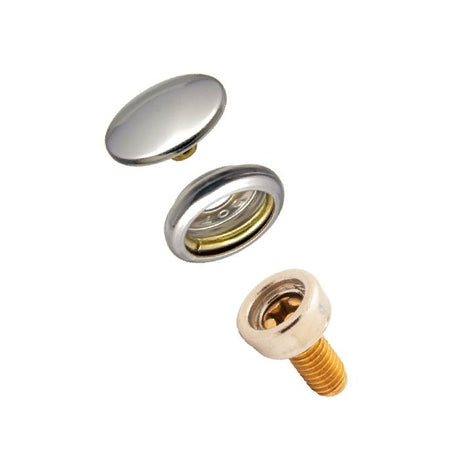DOT Durable Snap Fastener Set - Cloth - to - Surface (Nickel - Plated Brass) 5/8 inch Screw Stud - Outdoor Fabric Central