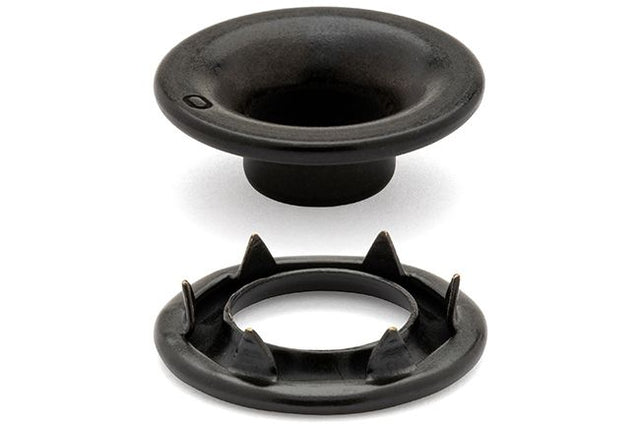 DOT Rolled Rim Grommet with Spur Washer 0 (20 - 007R001611XG) Government Black Brass 9/32 inch 1 - gross - Outdoor Fabric Central