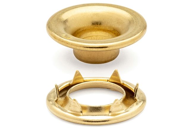 DOT Rolled Rim Grommet with Spur Washer 0 (20 - 007R050001XG) Brass 9/32 inch 1 - gross - Outdoor Fabric Central