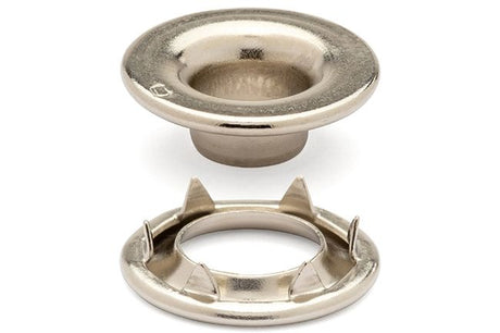 DOT Rolled Rim Grommet with Spur Washer 0 (20 - 007R051831XG) Nickel - Plated Brass 9/32 inch 1 - gross - Outdoor Fabric Central