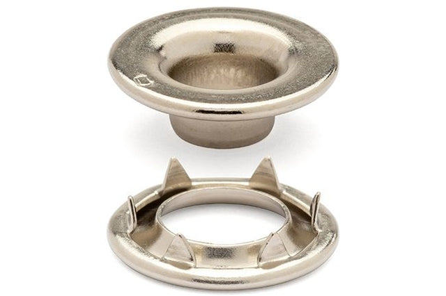 DOT Rolled Rim Grommet with Spur Washer 0 (20 - 007R051831XG) Nickel - Plated Brass 9/32 inch 1 - gross - Outdoor Fabric Central