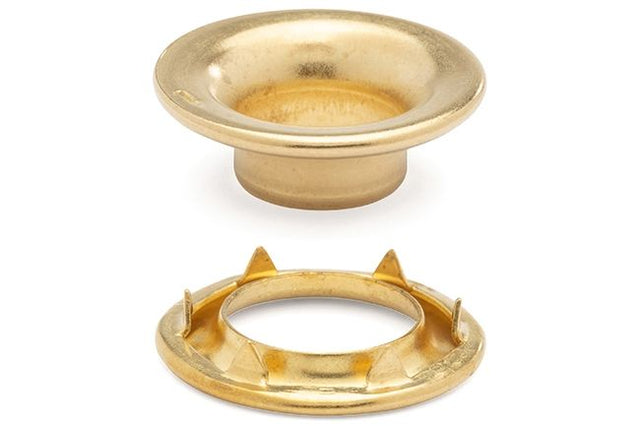 DOT Rolled Rim Grommet with Spur Washer 1 (20 - 007R150001XG) Brass 13/32 inch 1 - gross - Outdoor Fabric Central