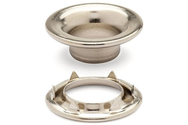 DOT Rolled Rim Grommet with Spur Washer 1 (20 - 007R151831XG) Nickel - Plated Brass 13/32 inch 1 - gross - Outdoor Fabric Central