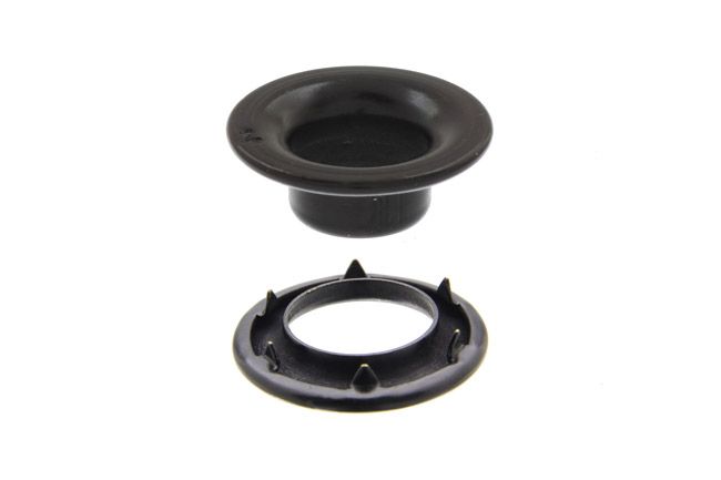 DOT Rolled Rim Grommet with Spur Washer 2 (20 - 007R201611XG) Government Black Brass 7/16 inch 1 - gross - Outdoor Fabric Central