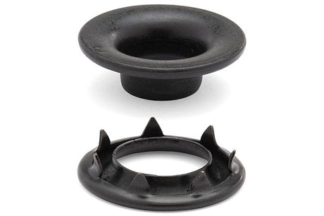 DOT Rolled Rim Grommet with Spur Washer 3 (20 - 007R301611XG) Government Black Brass 15/32 inch 1 - gross - Outdoor Fabric Central