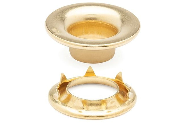 DOT Rolled Rim Grommet with Spur Washer 3 (20 - 007R350001XG) Brass 15/32 inch 1 - gross - Outdoor Fabric Central