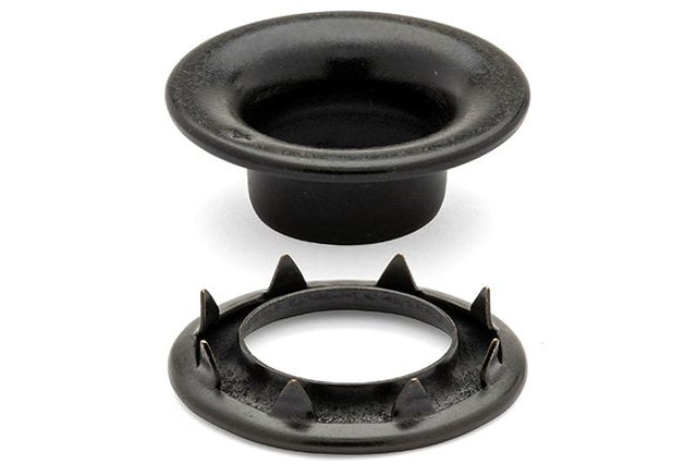 DOT Rolled Rim Grommet with Spur Washer 4 (20 - 007R401611XG) Government Black Brass 9/16 inch 1 - gross - Outdoor Fabric Central