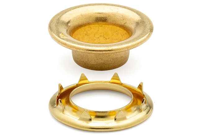 DOT Rolled Rim Grommet with Spur Washer 4 (20 - 007R450001XG) Brass 9/16 inch 1 - gross - Outdoor Fabric Central