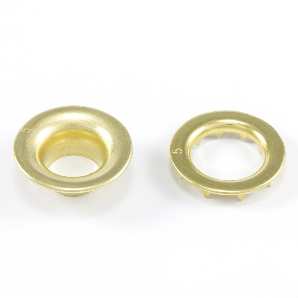 DOT Rolled Rim Grommet with Spur Washer 5 (20 - M07R550001TXG) Brass 5/8 inch 1 - gross - Outdoor Fabric Central