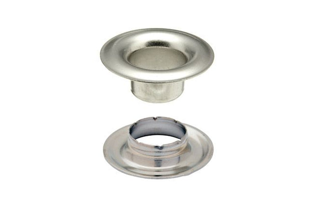 DOT Sheet Metal Grommet with Neck Washer 1 (20 - 007N151831XG) Nickel - Plated Brass 9/32 inch 1 - gross - Outdoor Fabric Central