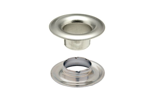 DOT Sheet Metal Grommet with Neck Washer 3 (20 - 007N351831XG) Nickel - Plated Brass 7/16 inch 1 - gross - Outdoor Fabric Central