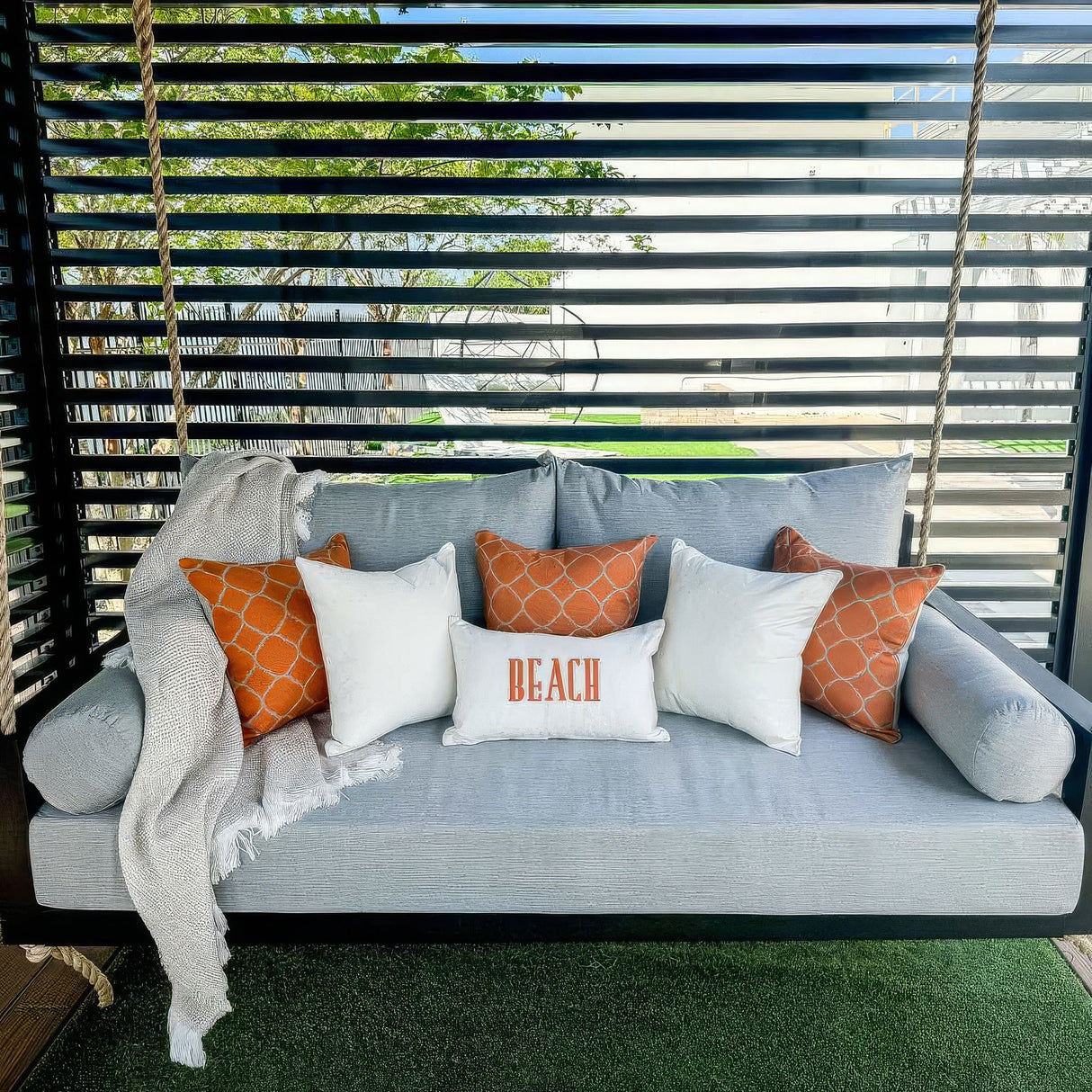 Full Size Sunbrella Porch Swing Bed Cushion Cover Bundle (75x54) - Outdoor Fabric Central