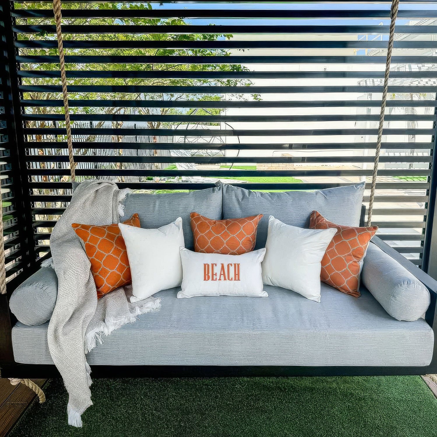 Full Size Sunbrella Porch Swing Bed Cushion Cover Bundle (75x54) - Outdoor Fabric Central