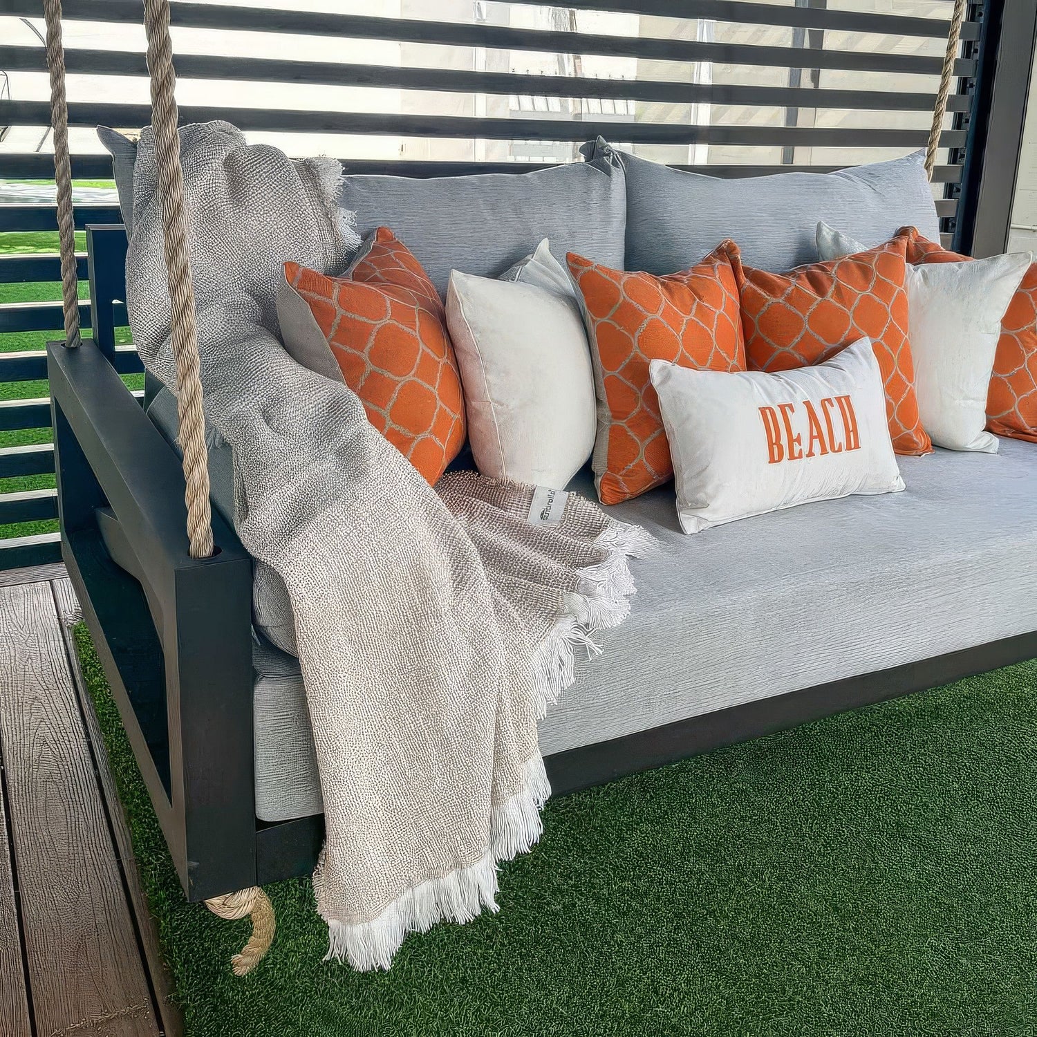 Full Size Sunbrella Porch Swing Bed Cushion Cover Bundle (75x54) - Outdoor Fabric Central