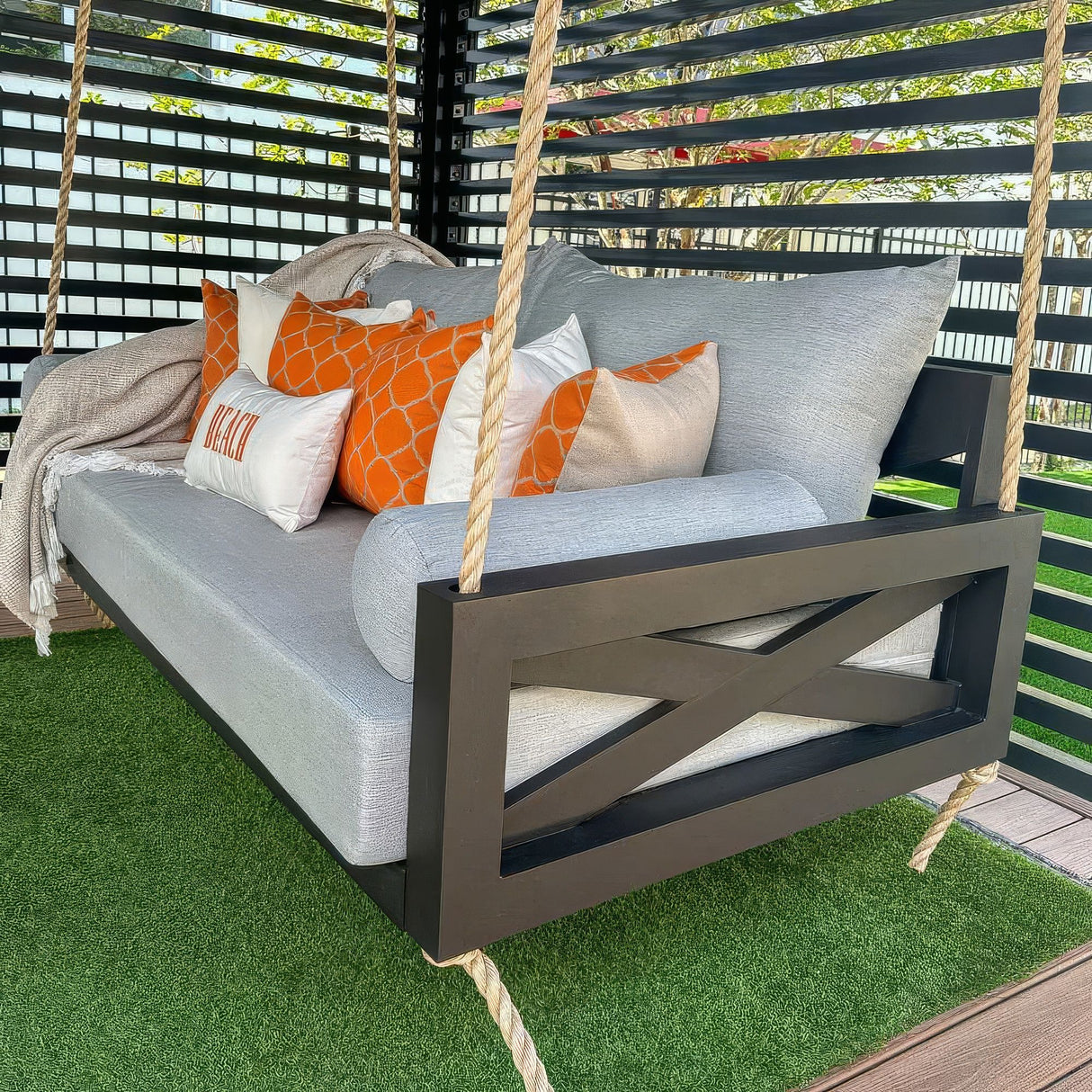 Full Size Sunbrella Porch Swing Bed Cushion Cover Bundle (75x54) - Outdoor Fabric Central