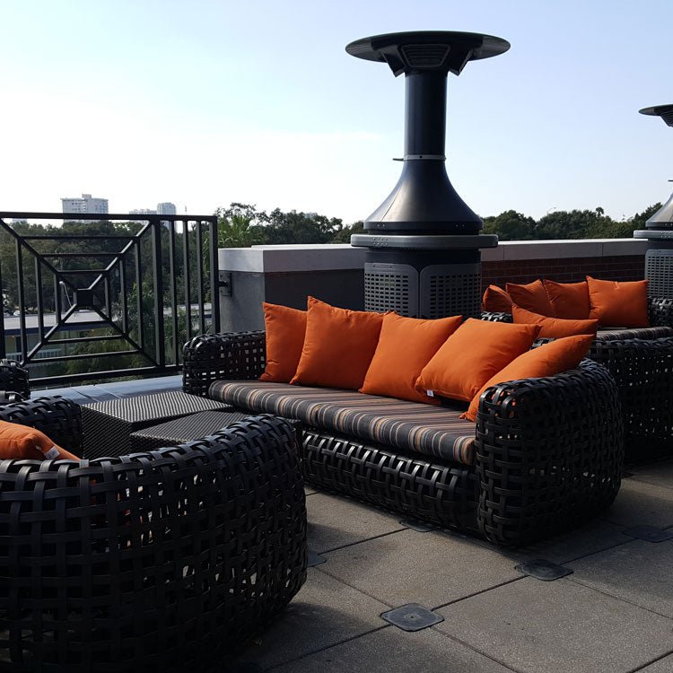 Custom Striped Outdoor Sofa Cushions Made With Sunbrella Fabric