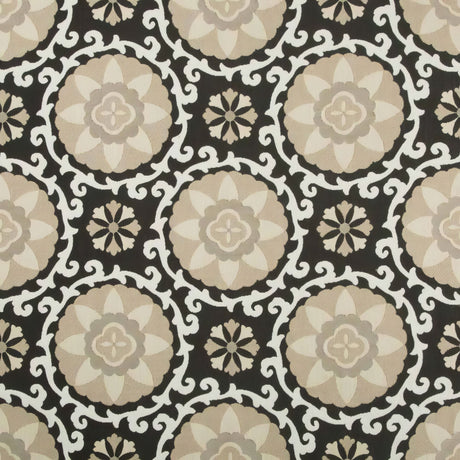 Sample of Kravet Sunbrella Exotic Suzani Coal 31969 - 816 Oceania Indoor Outdoor Collection Upholstery Fabric - Outdoor Fabric Central