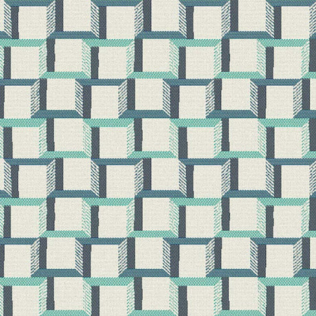 Sample of Sunbrella Beveled Squares Lagoon 145471-0001 Upholstery Fabric