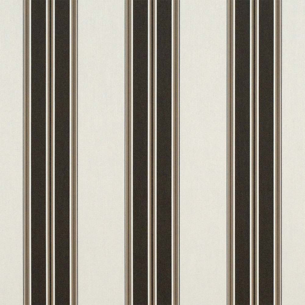 Sample of Sunbrella Black / Taupe Fancy 4946-0000 46-Inch Stripes Awning / Shade Fabric