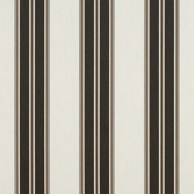 Sample of Sunbrella Black / Taupe Fancy 4946-0000 46-Inch Stripes Awning / Shade Fabric