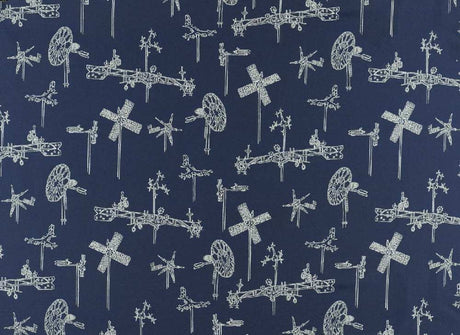 Sample of Sunbrella by Mayer Whirligig Navy 431 - 004 Vollis Simpson Collection Upholstery Fabric - Outdoor Fabric Central