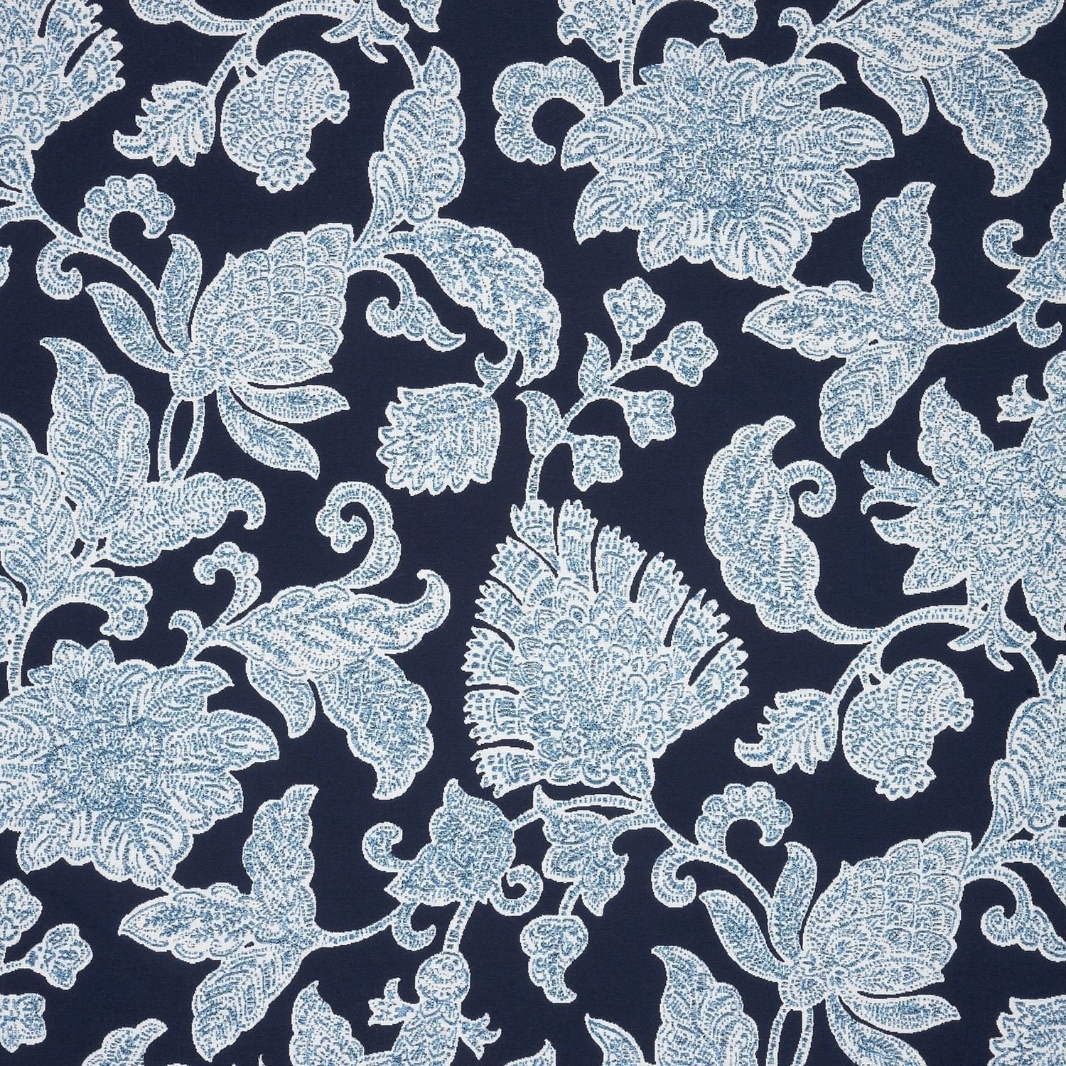 Sample of Sunbrella Floral Song Navy 146023-0003 Upholstery Fabric