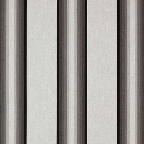 Sample of Sunbrella Grey / Black / White 4799 - 0000 46 - Inch Stripes Awning / Shade Fabric - Outdoor Fabric Central