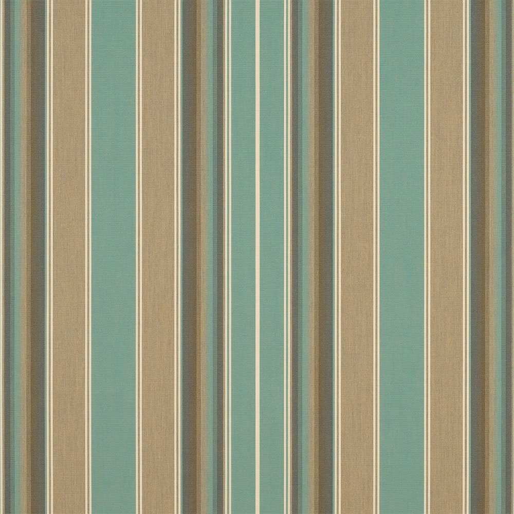 Sample of Sunbrella Kiawah Spa 4868 - 0000 46 - Inch Stripes Awning / Shade Fabric - Outdoor Fabric Central
